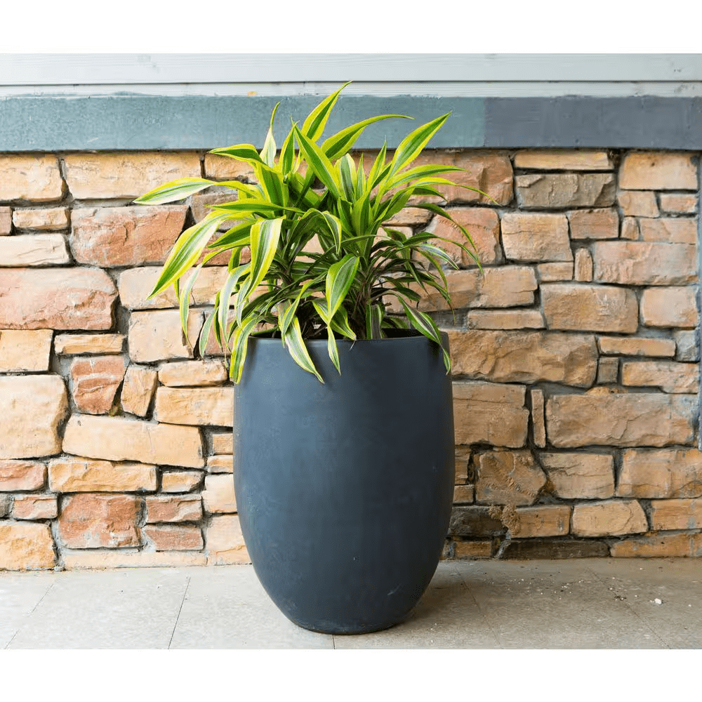 21.7"H Charcoal Concrete Tall Planter with Drainage Plug for Outdoor Indoor Garden - Image 7