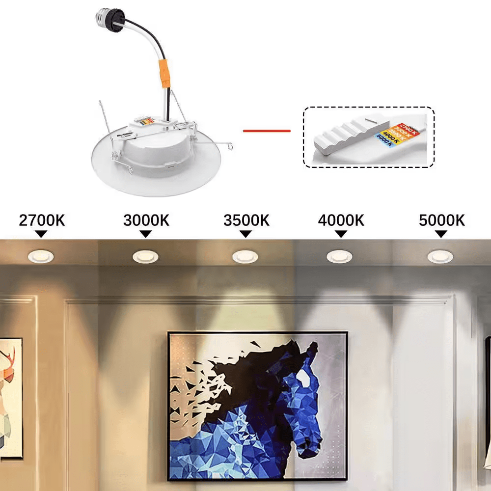 5/6 In. Integrated LED Recessed Retrofit Light Trim with Selectable Color Temperature, (4-Pack) - Image 3