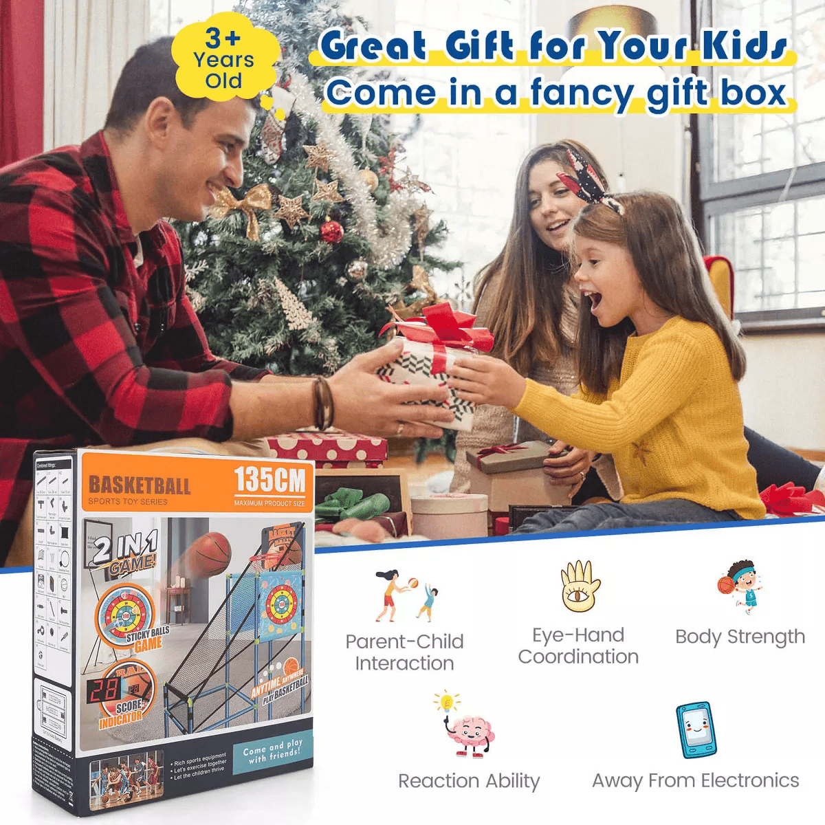 Costway 2-In-1 Kids Basketball Arcade & Sticky Balls Game W/Electronic Scoreboard Sound - Image 9