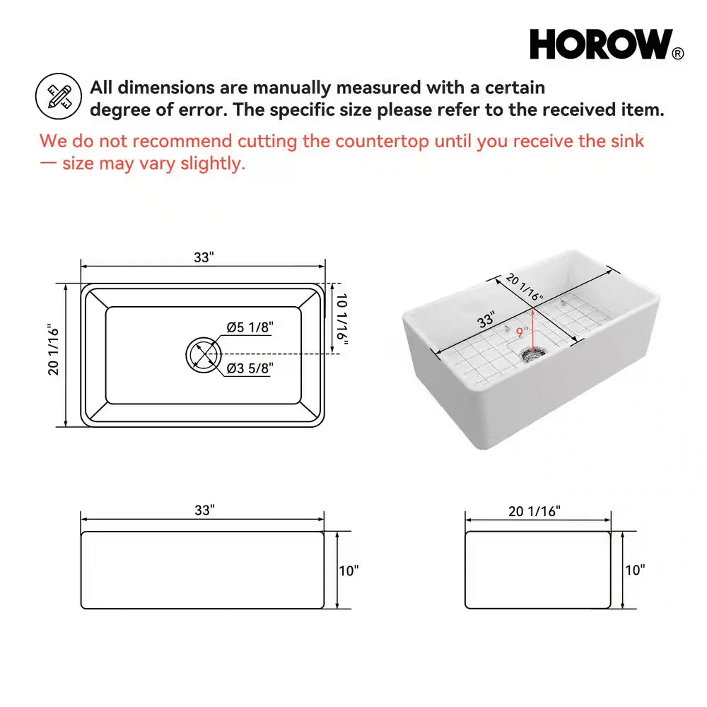 White Fireclay 33 In. Single Bowl Kitchen Sink Farmhouse Apron Front with Bottom Grid and Strainer - Image 4