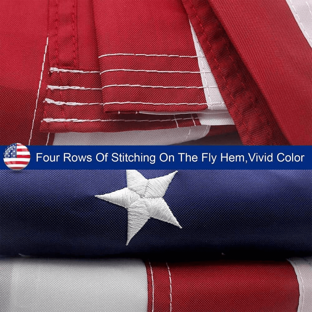 6 Ft. X 4 Ft. American Flag Outdoor Heavy-Duty Embroidered Stars USA Flag Sewn Stripes Fade Resistance Brass Grommets - Image 7