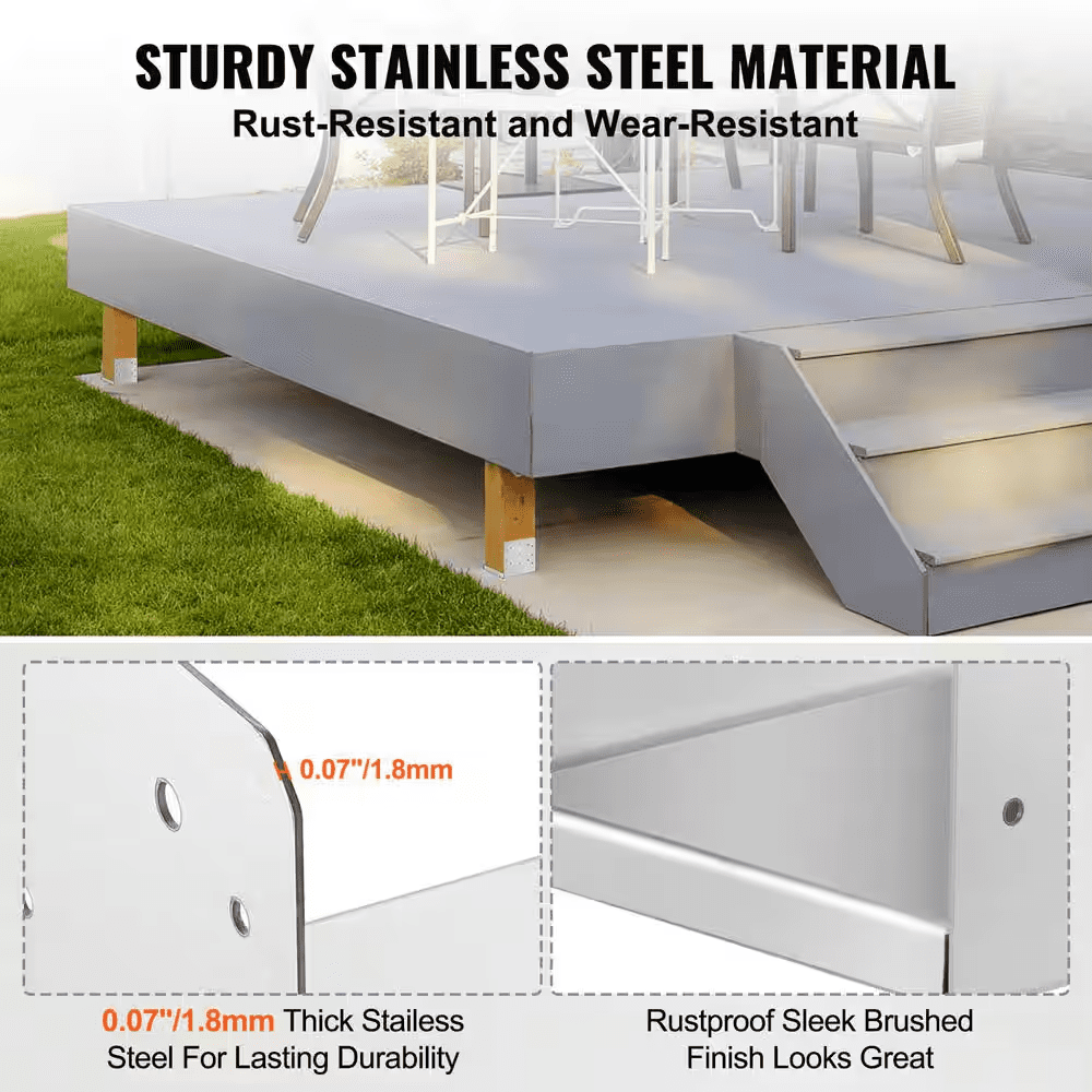 8 In. X 8 In. Post Base 1-Piece Stainless Steel Adjustable Post Anchor Bracket Internal 7.8 In.X 7.3 In. Adjustable Base - Image 3