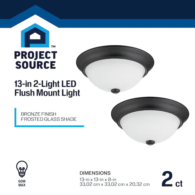 2 -Light 13-In Gloss Bronze Flush Mount Light 2 -Pack - Image 3