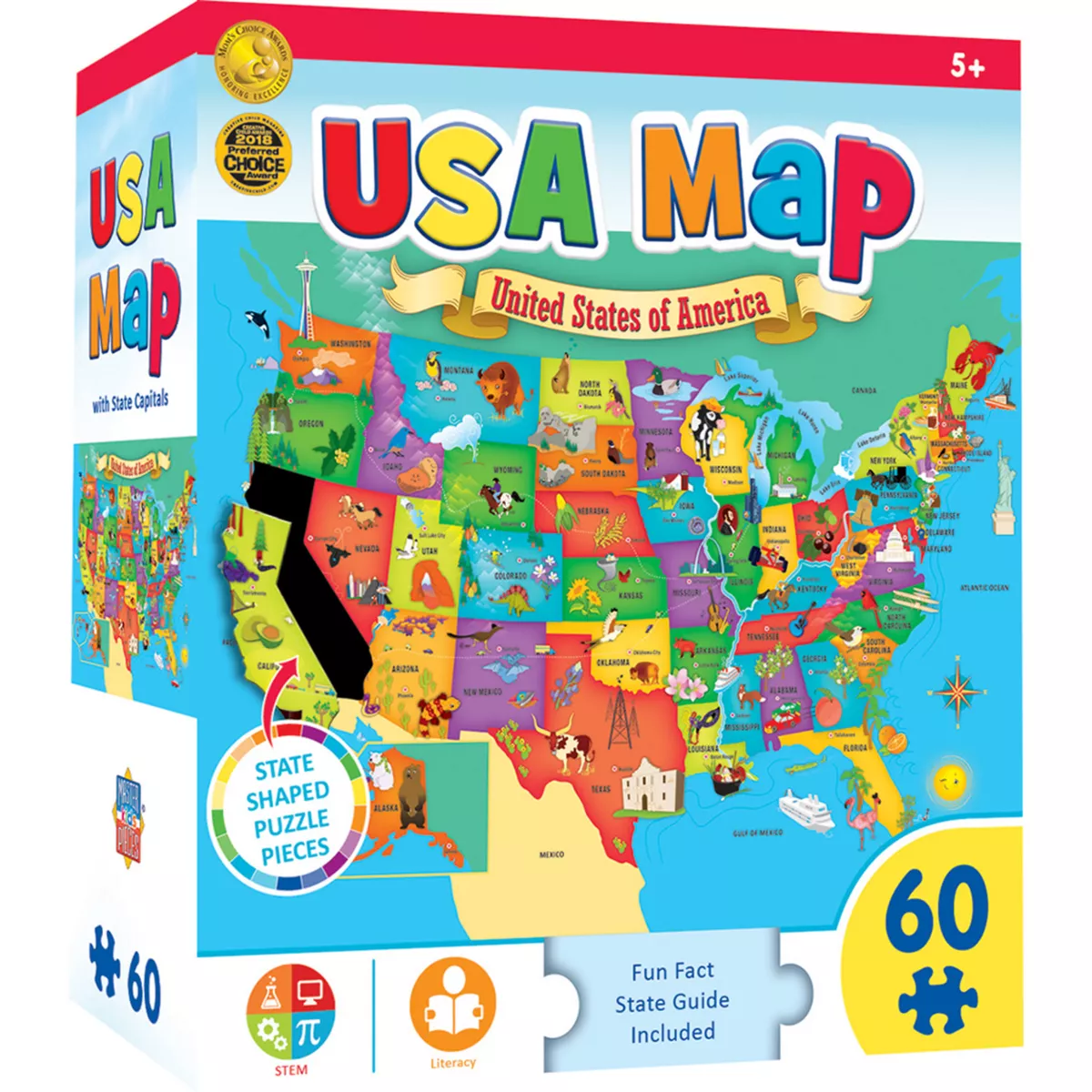 Masterpieces 60 Piece Jigsaw Puzzle for Kids - USA Map - 16.5"X12.8" - Image 2