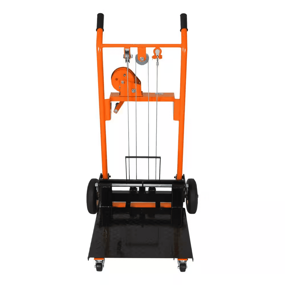 Orange Winch Stacker 330 Lbs. Hand Stacker 40.5 In. Max Lift Manual Pallet Stacker with Adjustable Forks and Fixed Legs - Image 8