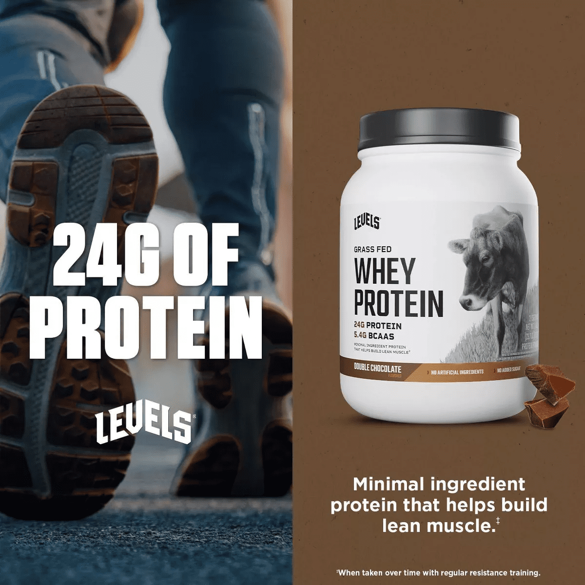 Levels Grass Fed Whey Protein Powder - Double Chocolate - 23.7Oz - Image 5
