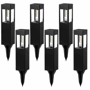 Low Voltage Black Solar Integrated LED Weather Resistant Path Light 6-Pack