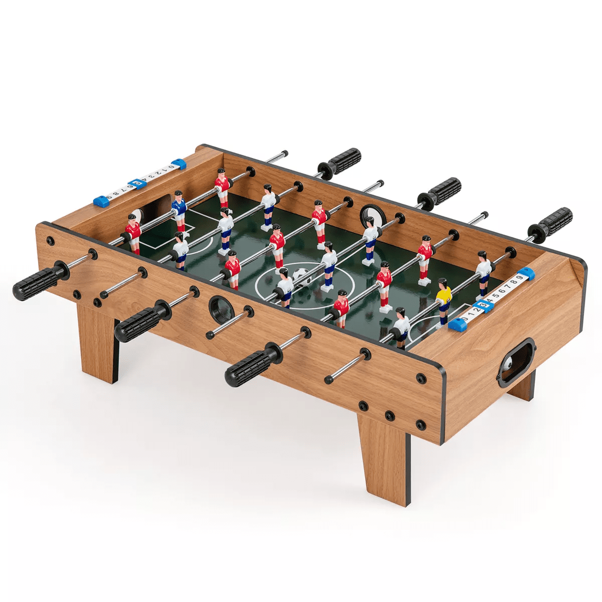 Costway Mini Foosball Table, 27In Soccer Game Table W/ 2 Footballs and Soccer Keepers, Portable Football Game Set for Kids & Adults