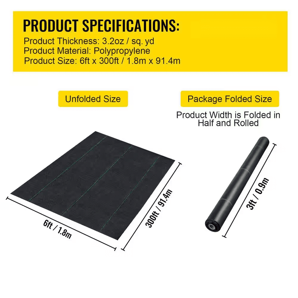 6 Ft. X 300 Ft. Premium Weed Barrier Fabric Heavy-Duty, Weed Barrier Landscape Fabric - Image 7