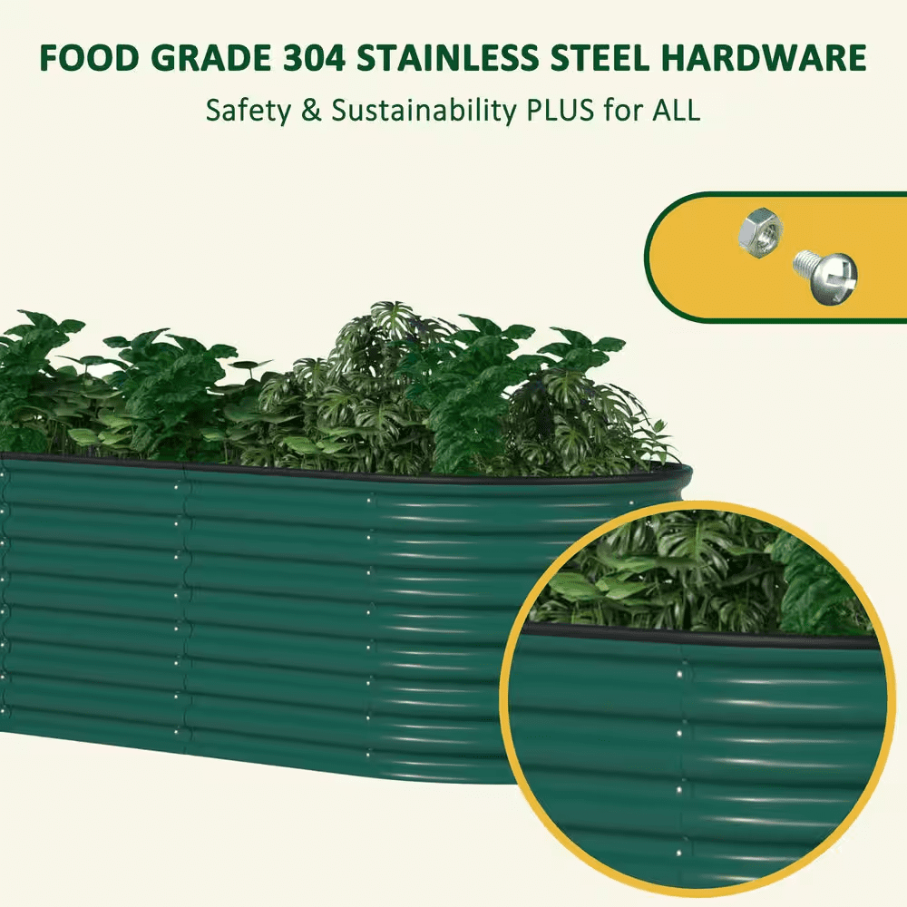 8 Ft. X 2 Ft. X 2 Ft. Galvanized Steel Raised Garden Bed 9-In-1 Planter Box Outdoor, Green - Image 6