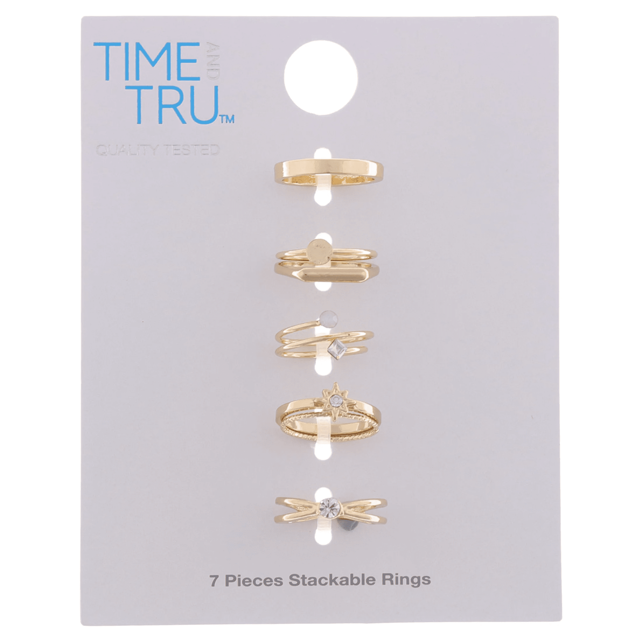 Delicate Gold-Tone Stacking Rings Set, 7-Pack - Image 3