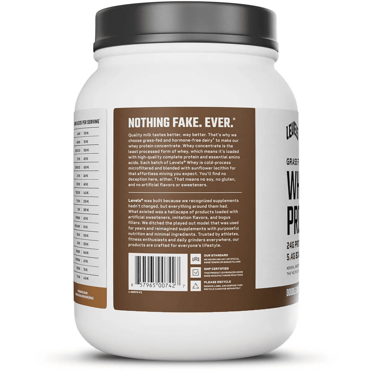 Levels Grass Fed Whey Protein Powder - Double Chocolate - 23.7Oz - Image 8