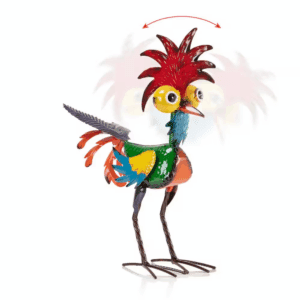 18 In. Tall Indoor/Outdoor Wacky Metal Rooster Yard Statue Decoration
