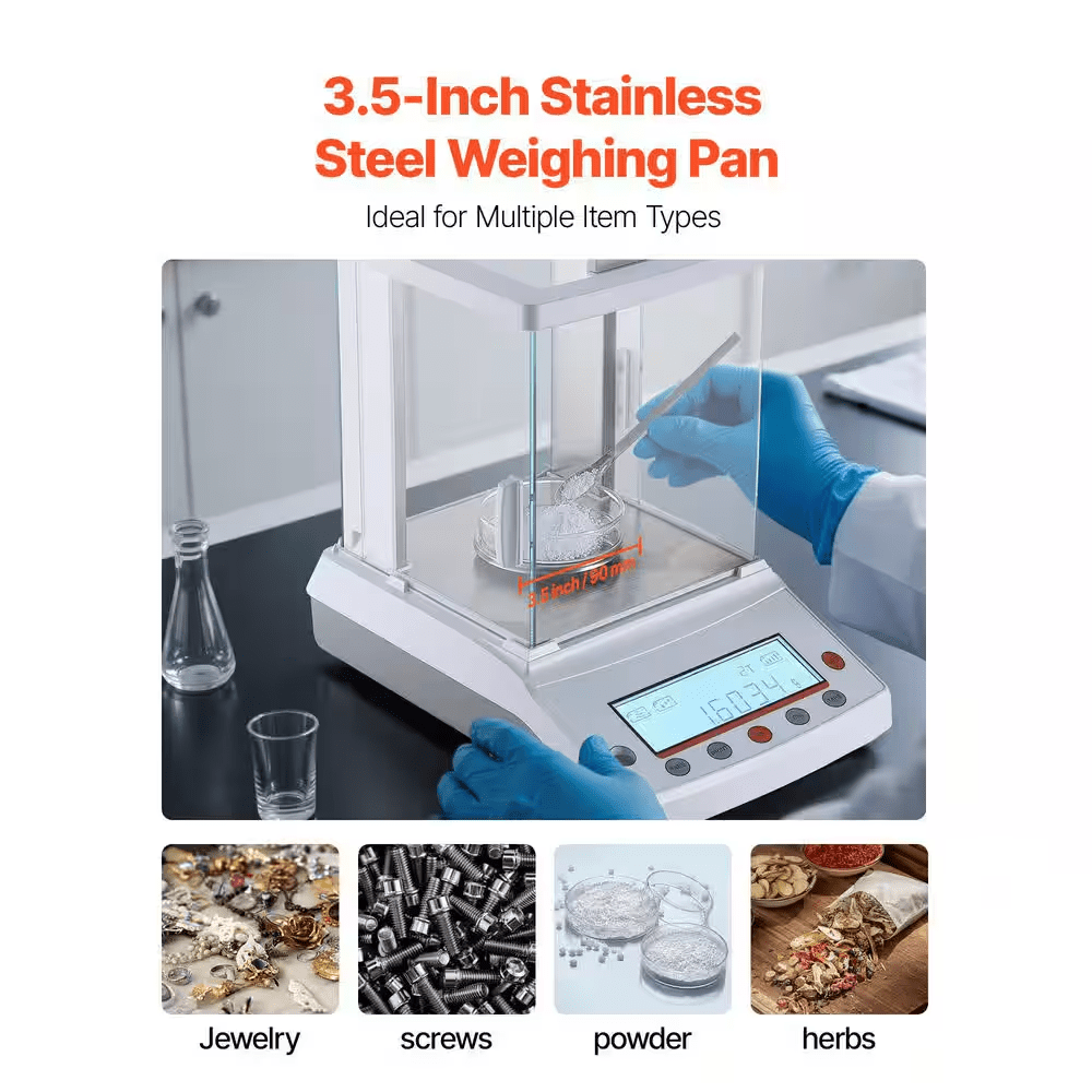 Analytical Balance 120G X 0.001G High Precision Lab Scale, Digital Food Scale W/ Glass Draft Shield for Jewelry Pharmacy - Image 3