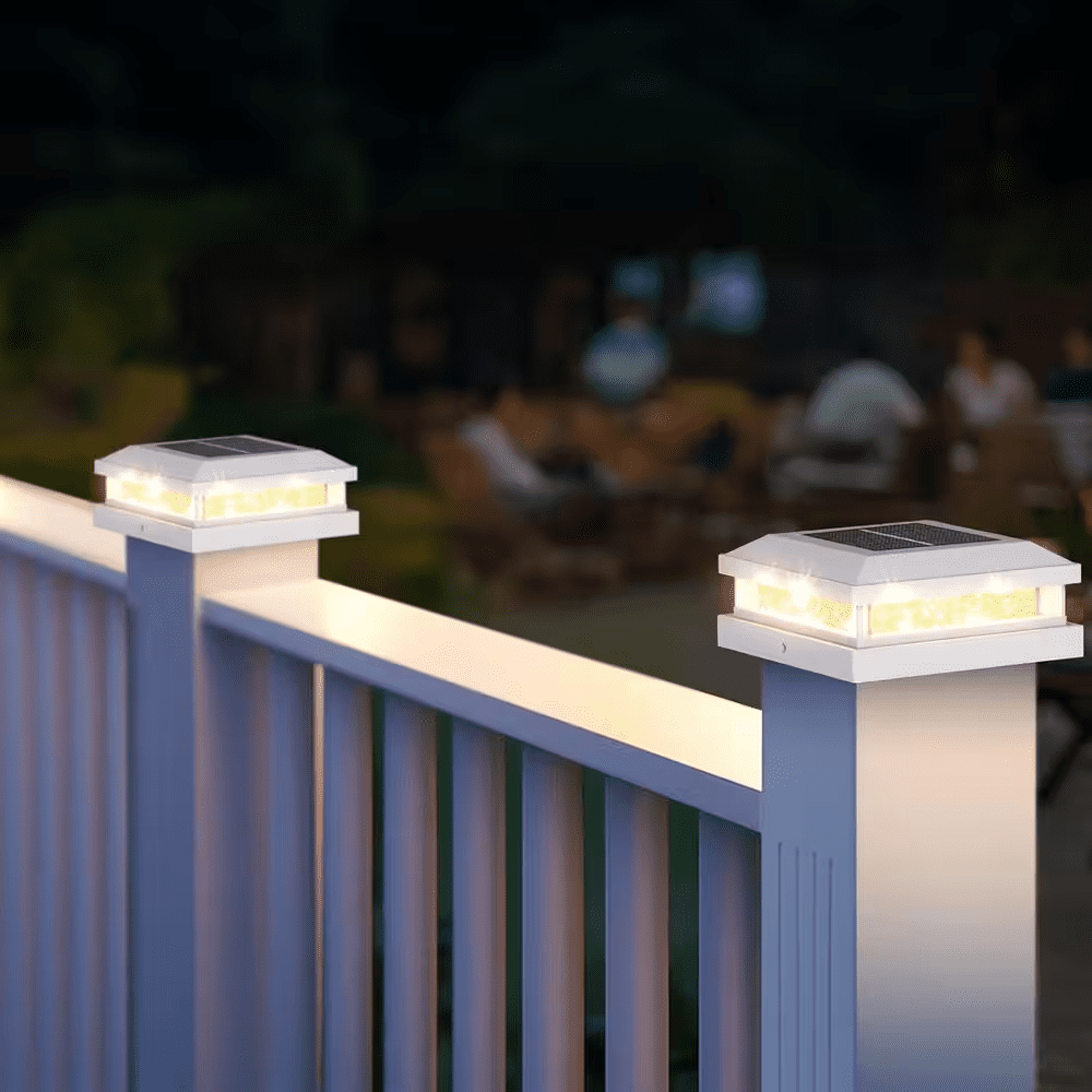 12-Pack Solar Powered Waterproof Post Cap Lights 4 X 4 4.5 X 4.5 5 X 5 Vinyl/Wooden 16 Leds Warm/Cool Lighting Outdoor - Image 8