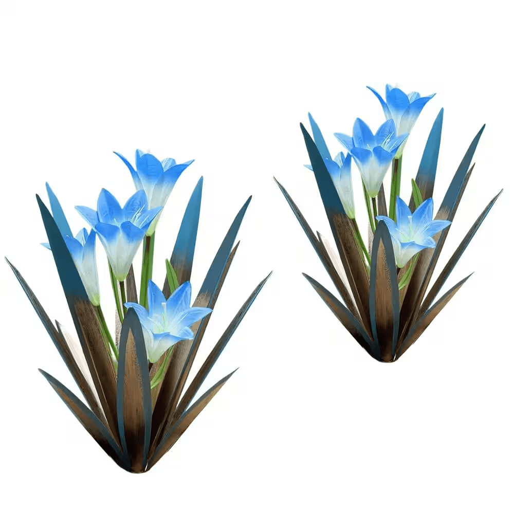 Metal Agave Plant Outdoor Decoration Outdoor Garden Decoration Yard Art Plant (2 Big Blue Lilies)