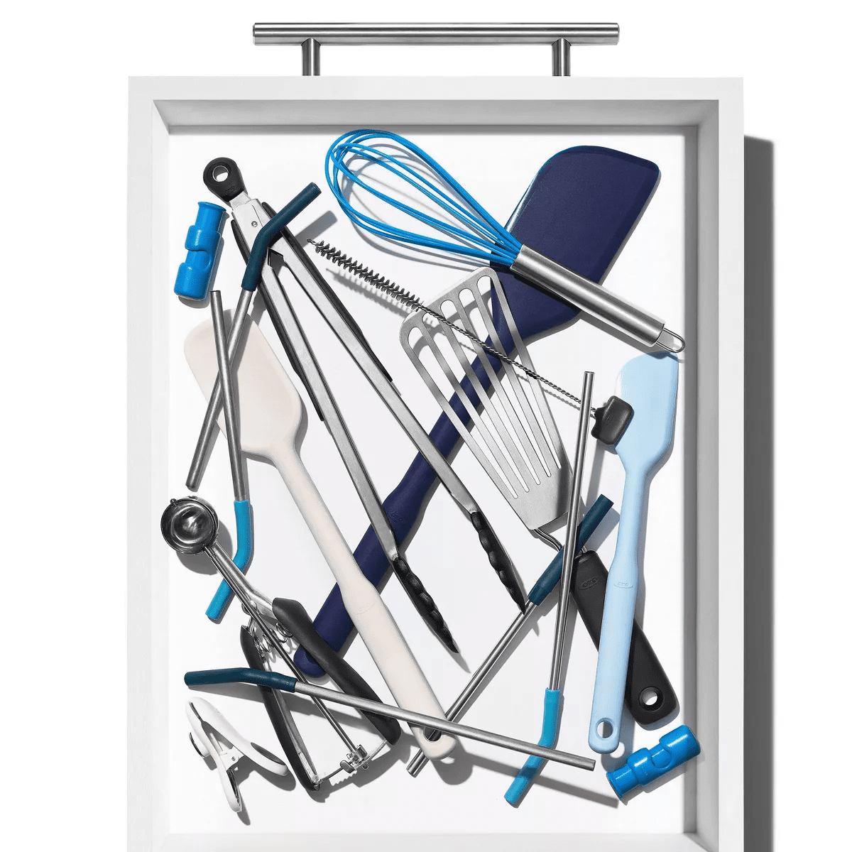 OXO Long Handled Tool Organizer: Utensil & Kitchen Drawer Storage, White/Gray, Hand Wash, TPE & Polypropylene Material - Image 7