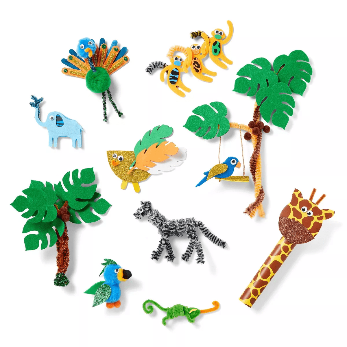273Pc Jungle Bucket of Crafts - Mondo Llama™: DIY Art Kit, Includes Pom Poms, Acrylic Material, Ages 6+ - Image 4