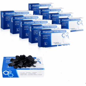 Disposable Gloves 4.5 Mil Black Nitrile Gloves Textured Fingertips Latex Powder-Free Food-Grade (1000-Count Large)