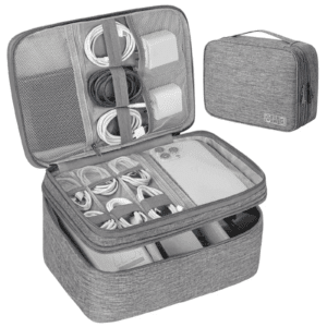 Electronics Storage Bag Double Layer, Waterproof Cable Storage Bag for Travel Essentials for Cell Phones, Hard Drives, Cables, Chargers