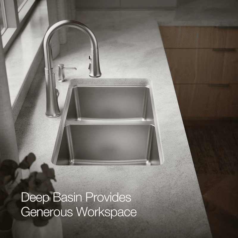 Prologue Drop-In or Undermount 33-In X 22-In Stainless Steel Double Equal Bowl 18 -Gauge Workstation Kitchen Sink with Drainboard - Image 8