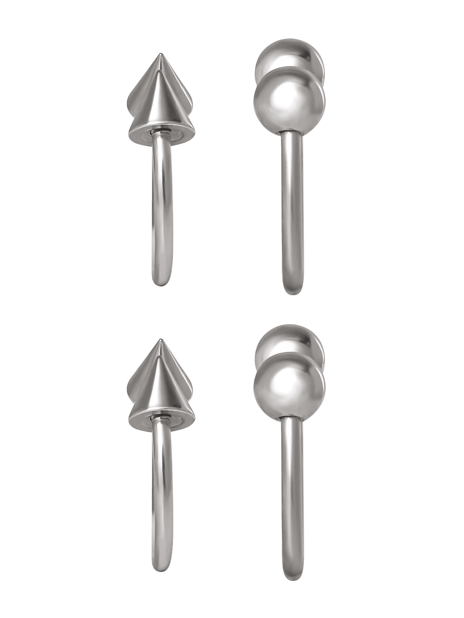 Women'S Stainless Steel 14G Horseshoe Nose Rings, 4 Pack - Image 3