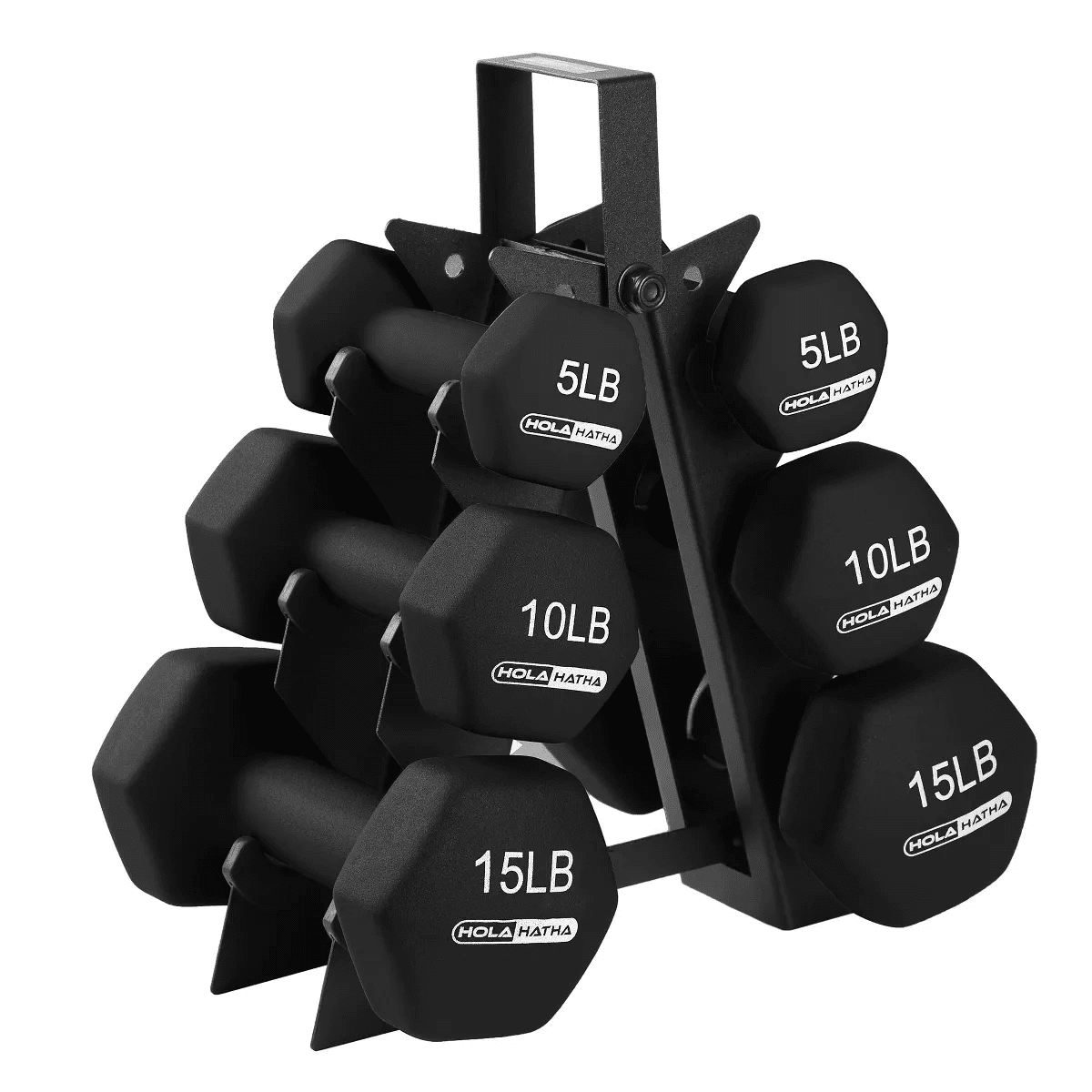 Holahatha Hex Dumbbell Set with Hand Weights and Storage Rack - Image 15