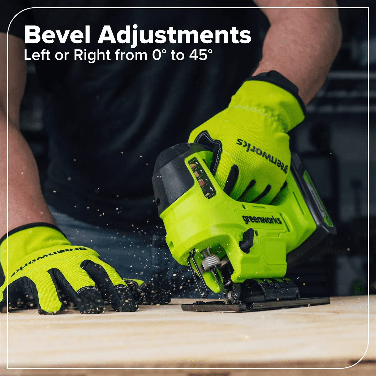 Greenworks POWERALL 24V Cordless Brushless 1'' Jigsaw with 1.5Ah Battery and Charger - Image 6