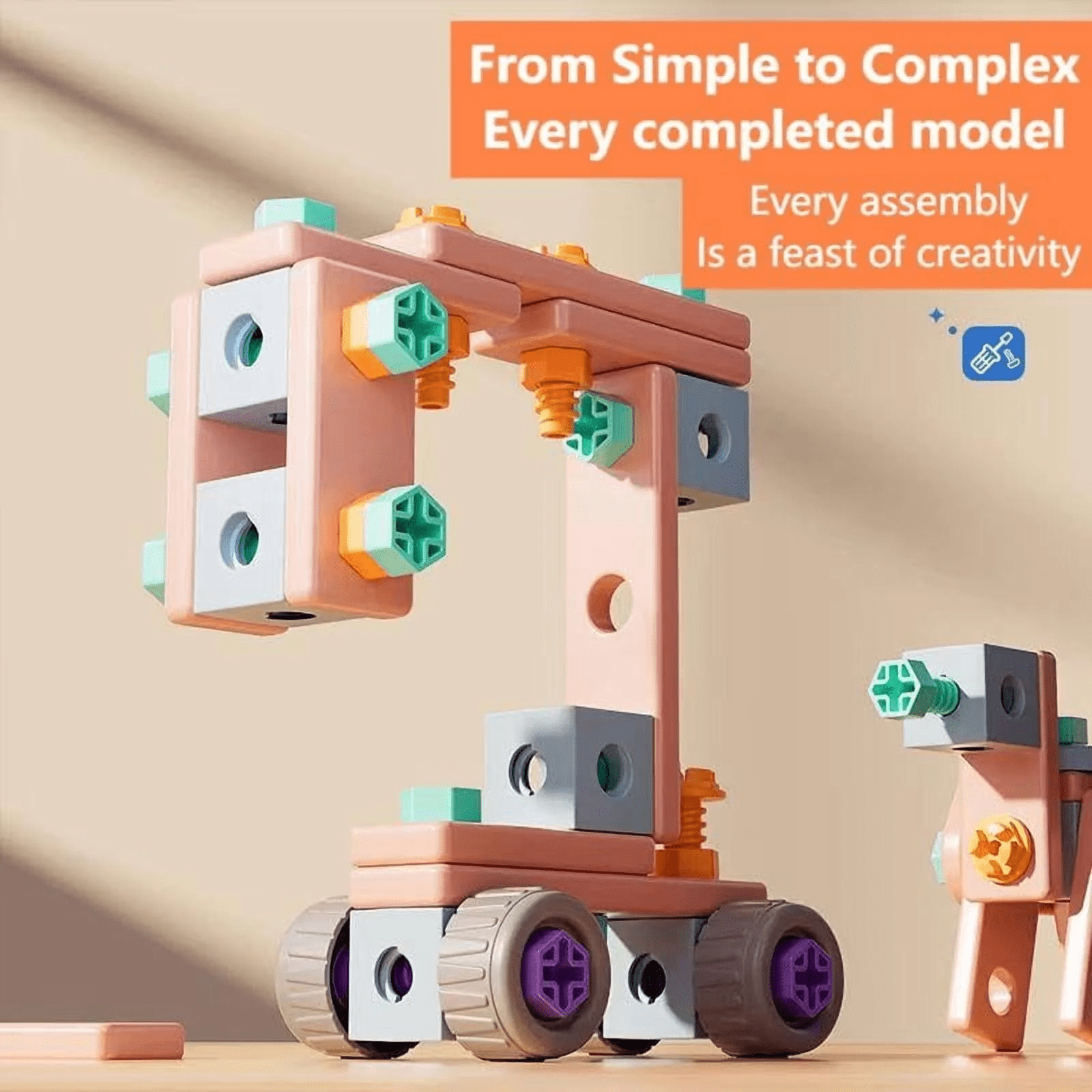 160PCS Kids Tool Set Toys,Stem Educational Construction Building Toy with Screw Assembly&Electric Drill,Creative Engineering Building Toys and Portable Toolbox for 3-6Year - Image 3