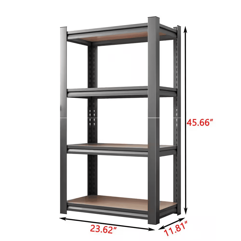 4-Shelf Metal Storage Rack, Heavy Duty Shelving Unit with Wooden Adjustable Shelf for Kitchen Garage Supermarket - Image 7
