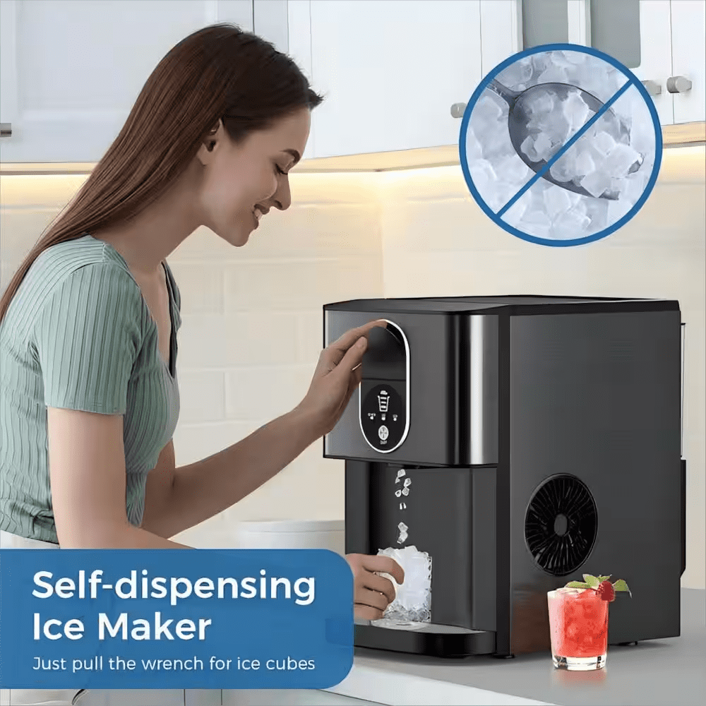 10.63 In. 44 Lbs. Countertop or Portable Nugget/Pebble Ice Maker in Stainless Steel Black - Image 8