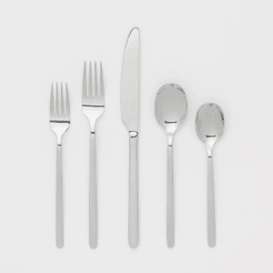20Pc Flatware Set Silver - Room Essentials™: Stainless Steel Silverware Set, Service for 4, Includes Forks, Spoons, Knives