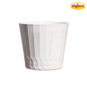 8.4 In. Concord Medium White Recycled Plastic Planter (8.4 In. D X 8.3 In. H) with Attached Saucer