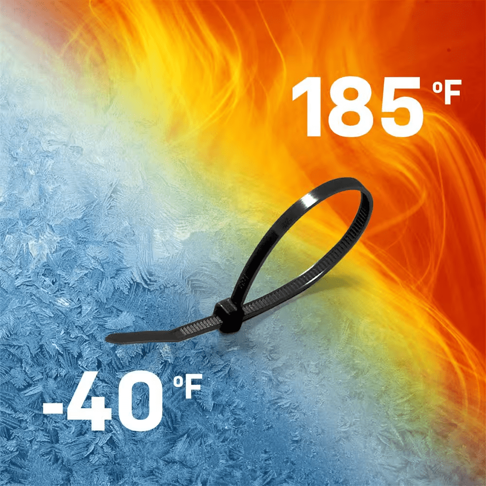 8In Standard 50Lb Tensile Strength UL 21S Rated Cable Zip Ties 100 Pack UV (Black) - Image 5