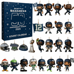 Seahawks Christmas Countdown Calendar - 24 Day Football Team Advent with Player Collectibles, Seattle Sports Memorabilia