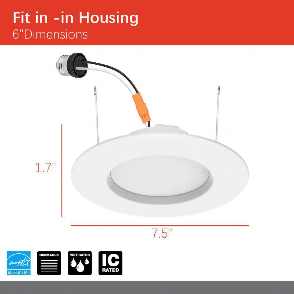 5/6 In. Integrated LED Recessed Retrofit Light Trim with Selectable Color Temperature, (4-Pack) - Image 8