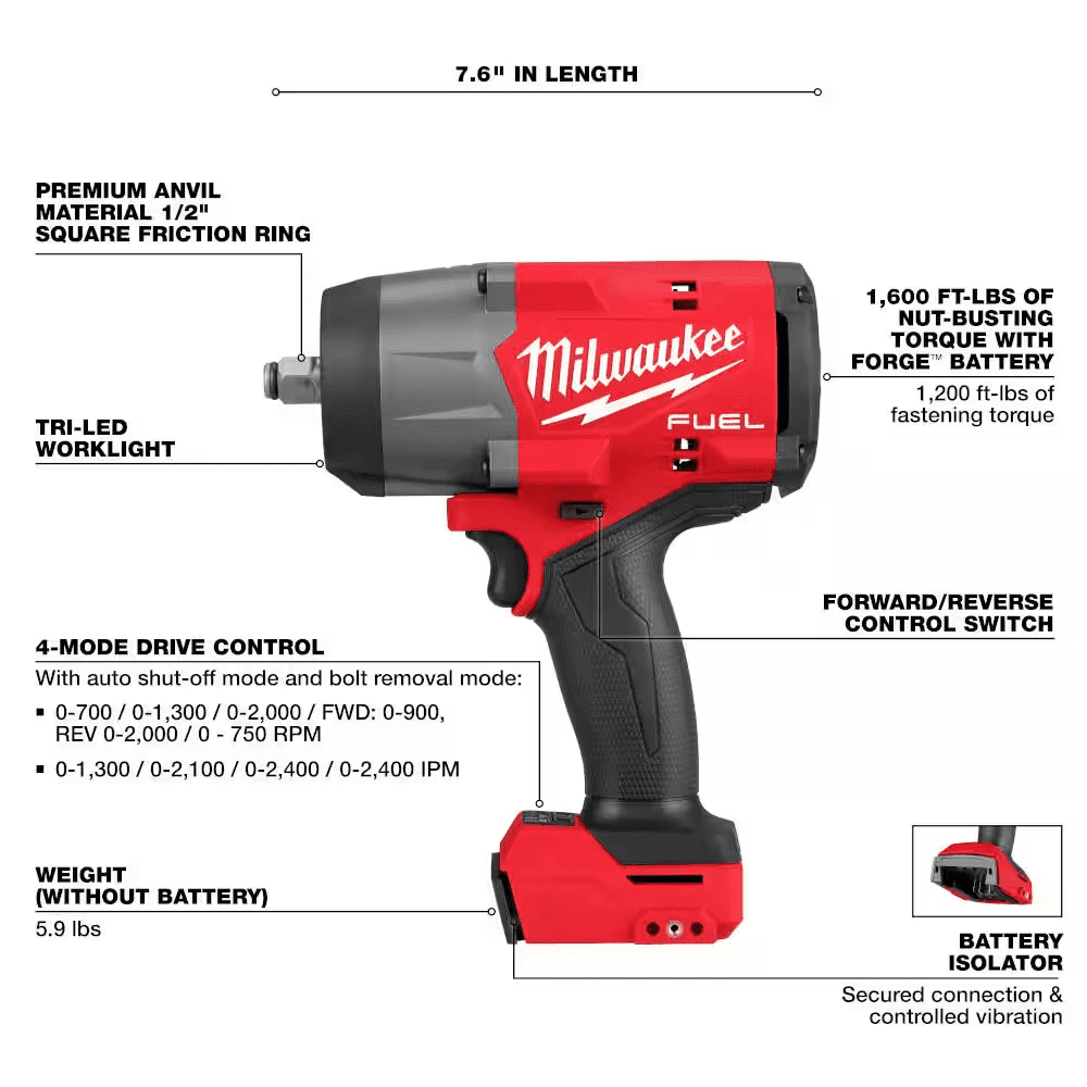 M18 FUEL 18V Lithium-Ion Brushless Cordless Combo Kit (7-Tool) with 1/2 In. Impact Wrench W/ Friction Ring - Image 3
