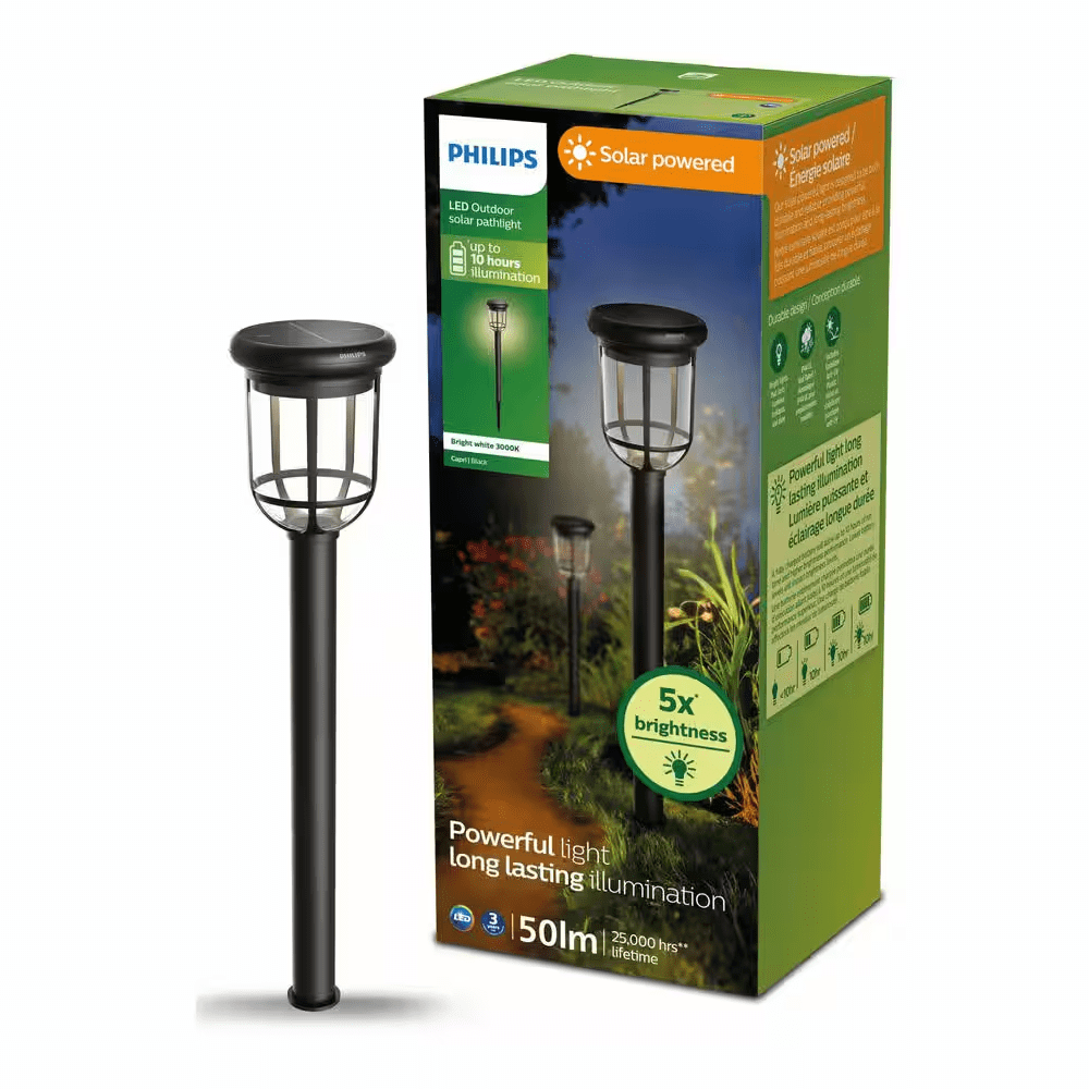 Capri Outdoor Solar Integrated LED Path Light Black High Brightness Weather Resistant Path Light (1-Pack) - Image 2