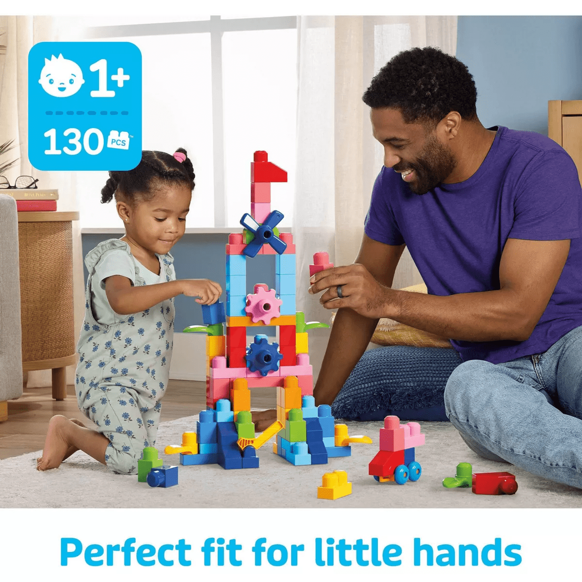 MEGA BLOKS First Builders Big Bag of Blocks Toy Blocks with Storage Bag - 130Pc - Image 2