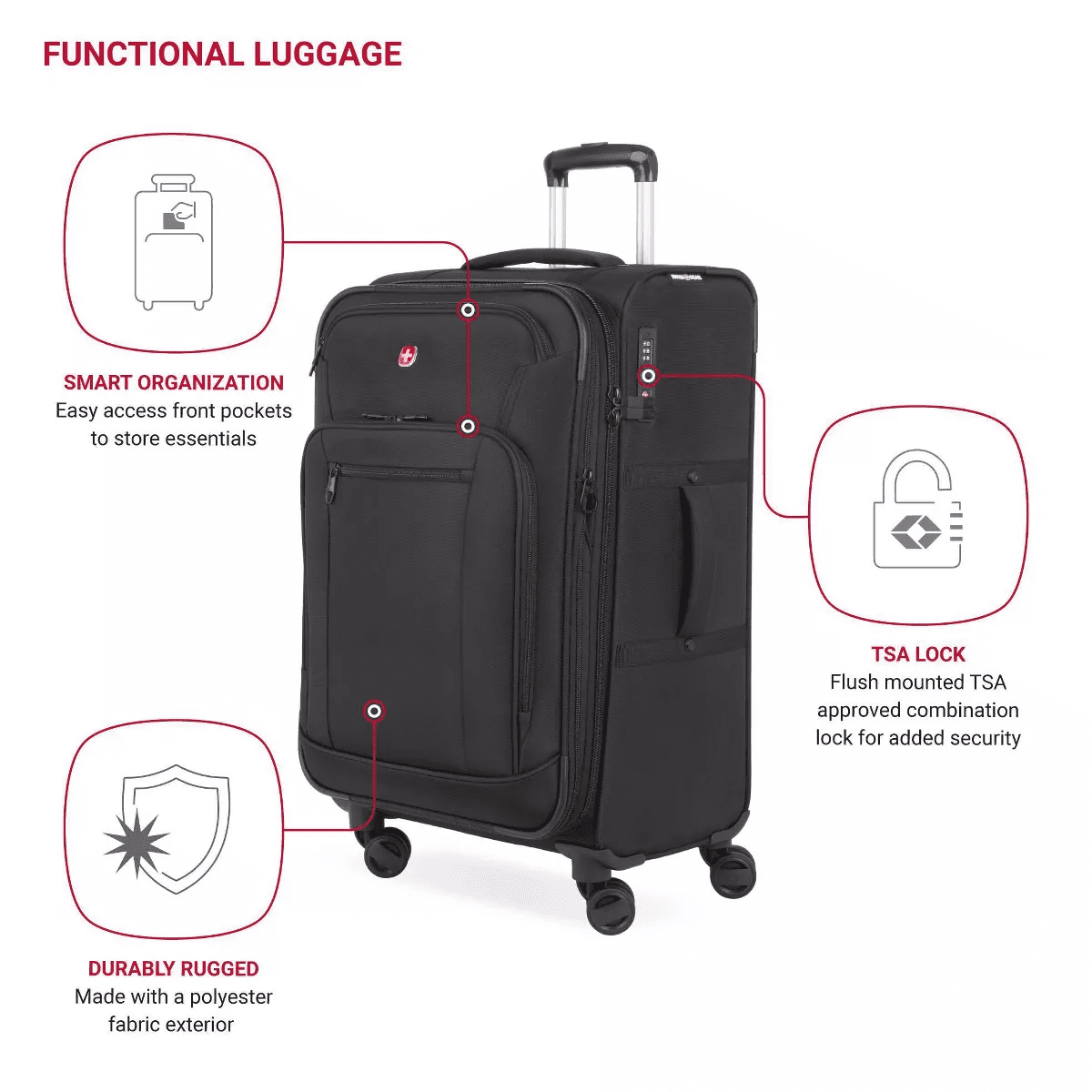 SWISSGEAR Zurich Softside Medium Checked Suitcase - Image 3