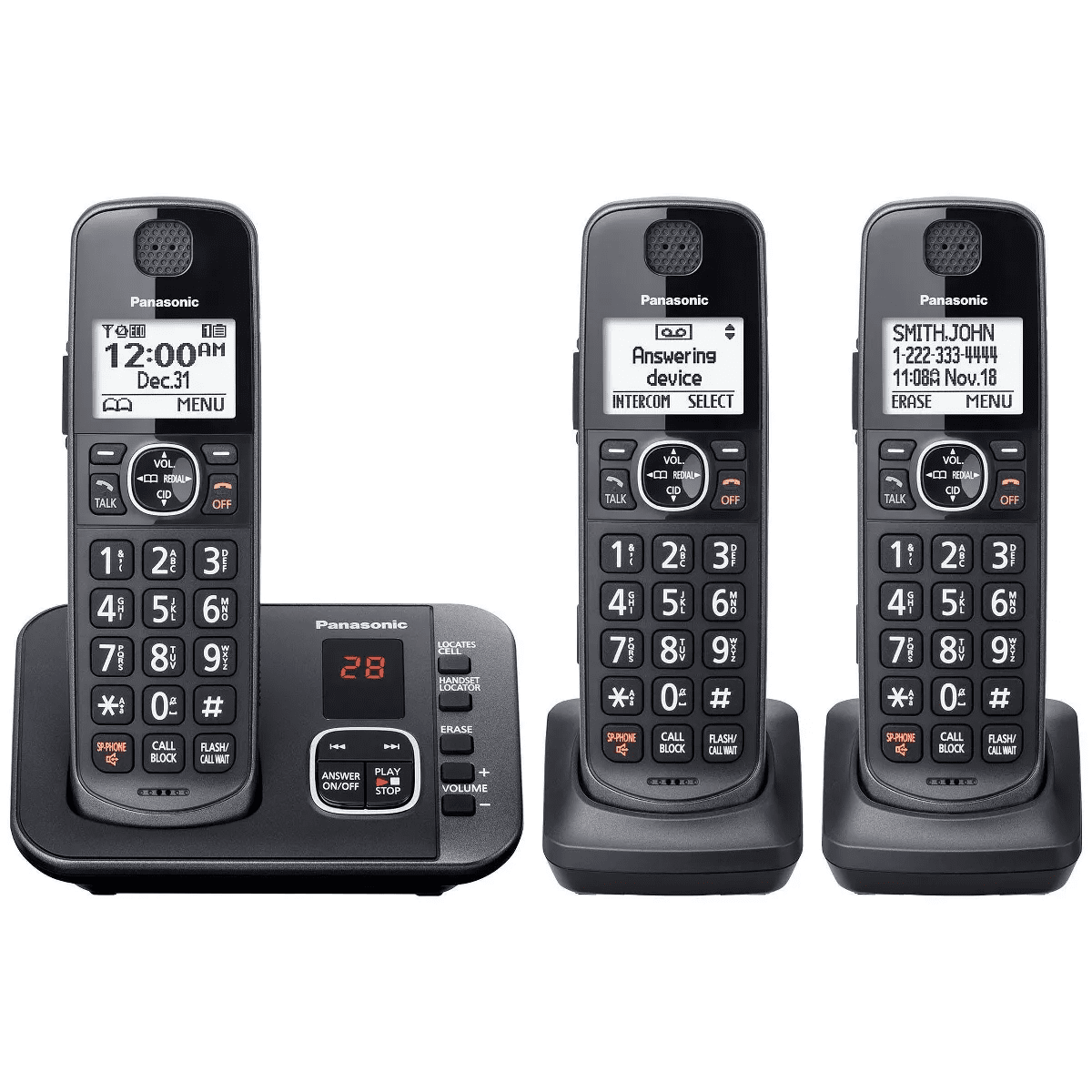Panasonic 1.9Ghz Cordless Phone 3 HS: Backlit Keyboard, 10-Hour Battery Life