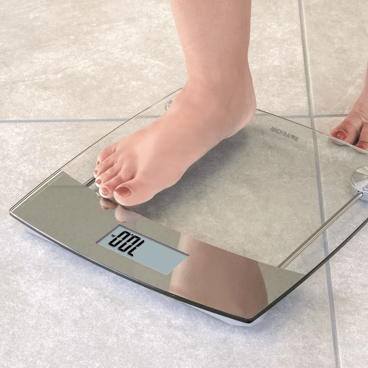 Taylor® Precision Products Digital Glass room Scale with Stainless Steel Accents, 440-Lb. Capacity in Clear - Image 4