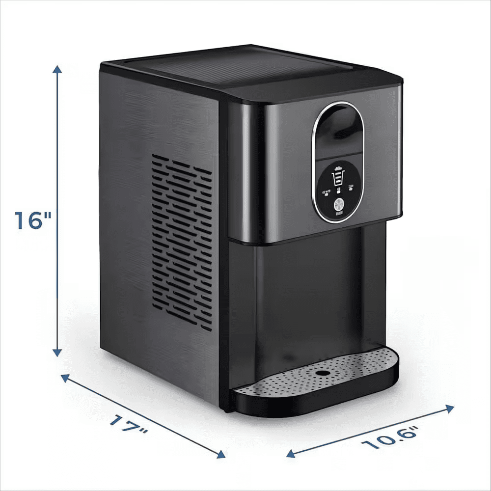 10.63 In. 44 Lbs. Countertop or Portable Nugget/Pebble Ice Maker in Stainless Steel Black - Image 4