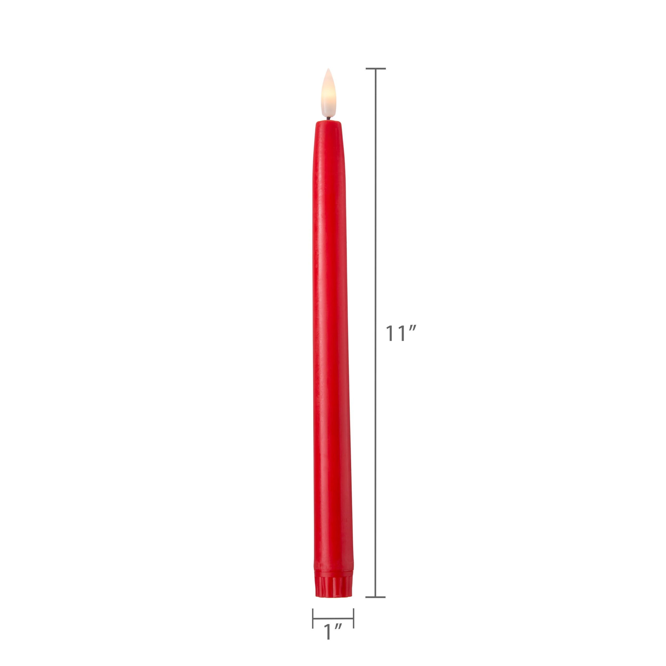 Battery Operated LED Flickering Flameless Wax Look Christmas Taper Candles, Red, 11", 3 Count, by - Image 5