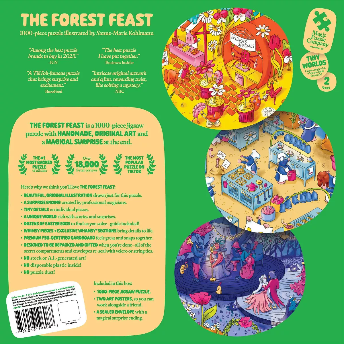 Magic Puzzle Company the Forest Feast Jigsaw Puzzle - 1000Pc: Memory & Fine Motor Skills, Paper Collage - Image 2