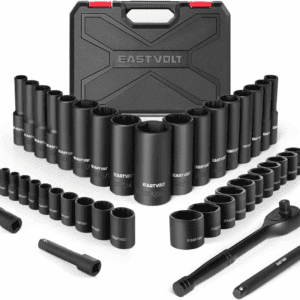 Mechanic Tool Kit, Drive Socket Set, 46 Pieces, with 72 Teeth Reversible Ratchet, Metric/Sae