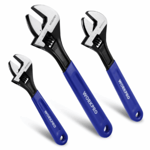 3-Piece Adjustable Wrench Set, 6In, 8In & 10In Wrenches with Ergonomic Grip for Home, Garage, Workshop