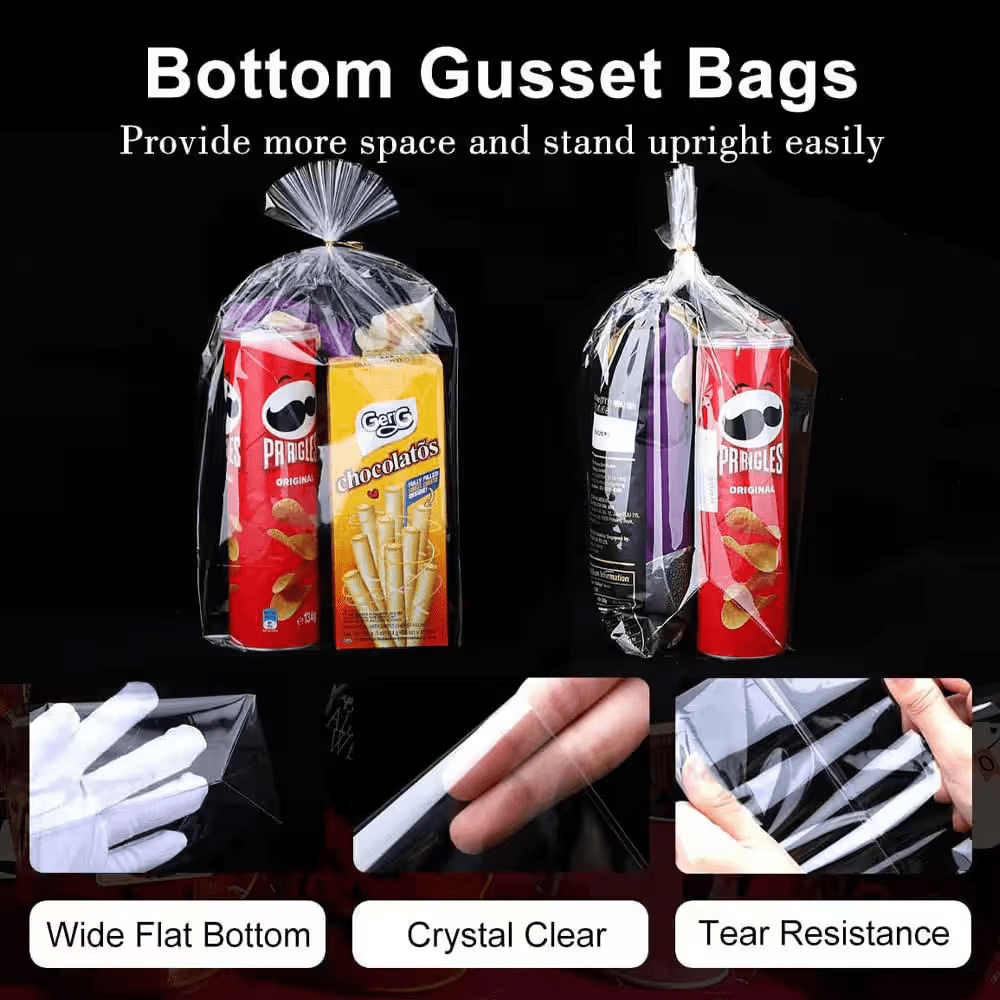 12 X 16 In. Clear Cellophane Gift Wrap Bags with Flat Bottom and Twist Ties for Party Favors and Treats 50-Pack - Image 4