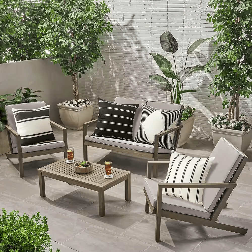 18 In. X 18 In. Waterproof Modern Geometry Outdoor Black Throw Pillow Covers with Hidden Zipper (4-Pack) - Image 6