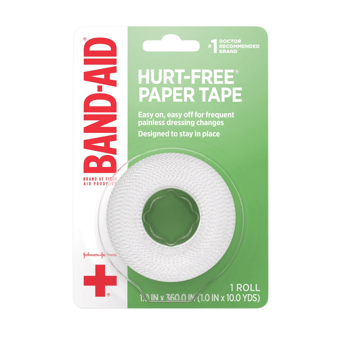 Johnson & Johnson Band-Aid Brand First Aid Hurt-Free Medical Paper Tape - 1In X 10 Yd